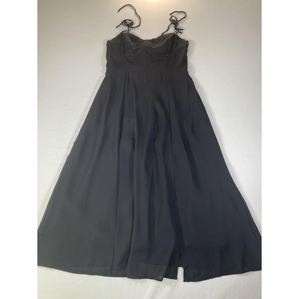 COMMENSE Tie Shoulder Cami Plain Midi Dress/BLACK/Size M